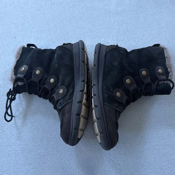 Sorel Boots Explorer Joan winter black suede lace‎ up warm Women’s size 7.5 - Picture 4 of 11